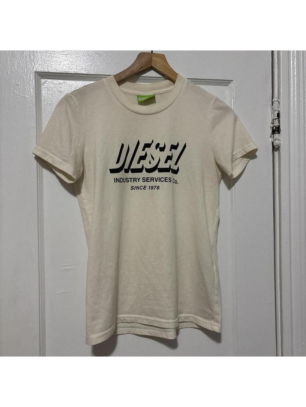Diesel Women's White and Cream Tshirt